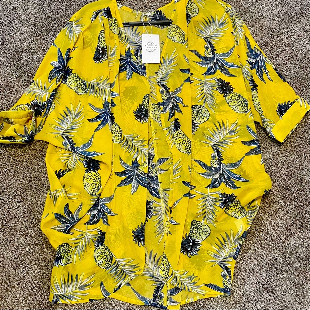 Pineapple Chiffon Kimono Cardigan Cape